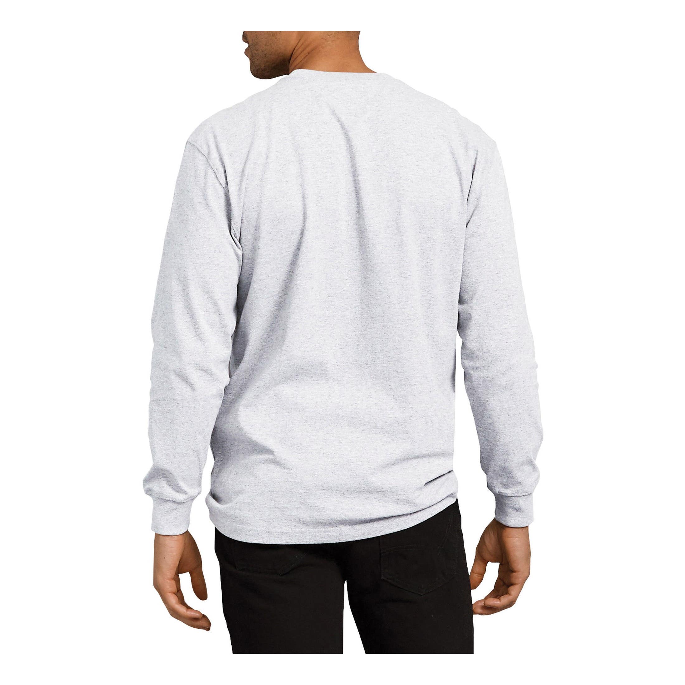 Dickies T-Shirt, XL, Tall, Cotton, Burgundy, Crew Neck Collar, Long Sleeve, Original Fit