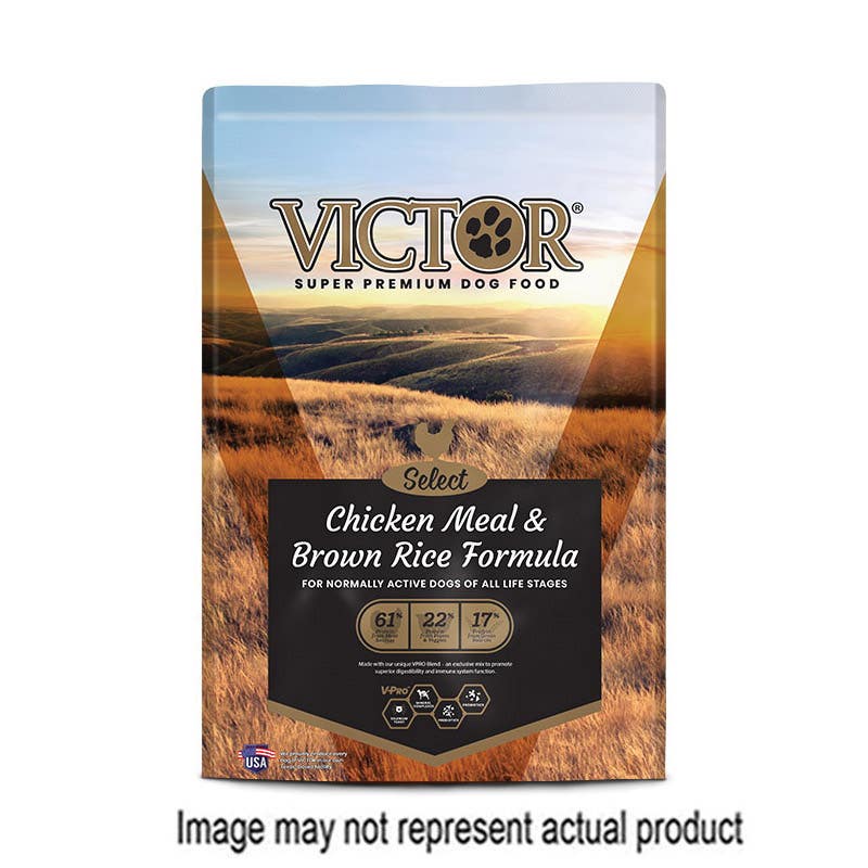 Victor SELECT 24425108 Dog Food, L, S, Dry, Brown Rice, Chicken, 15 lb, Bag