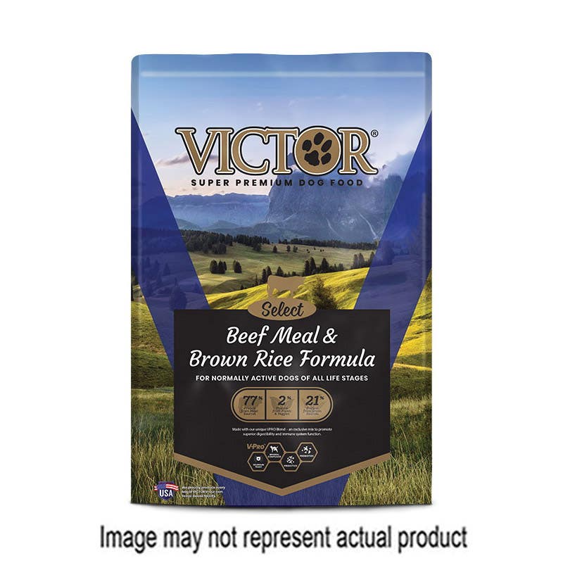 Victor SELECT 25415092 Dog Food, L, S, Dry, Beef, Brown Rice, 15 lb, Bag