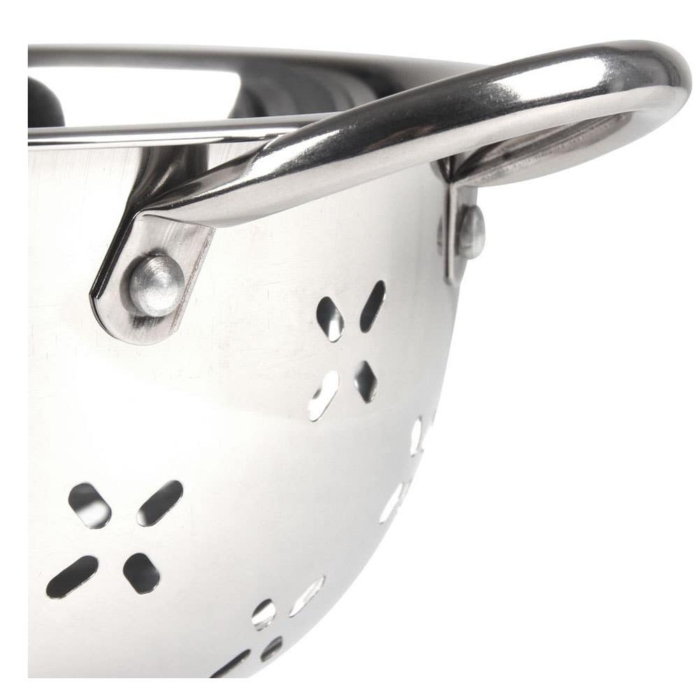 Lindy's Colander, 3 qt Capacity, Stainless Steel, 8-1/2 in Dia, Stainless Steel Handle