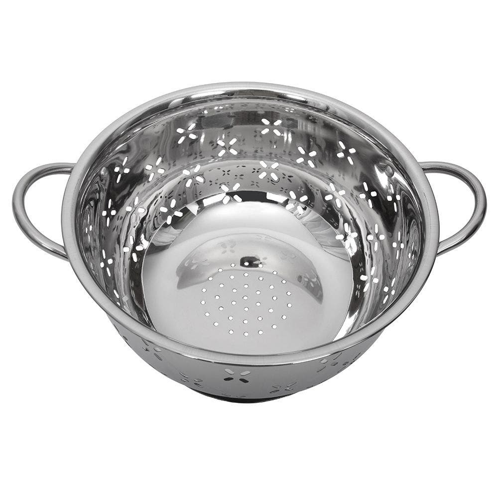 Lindy's Colander, 5 qt Capacity, Stainless Steel, Stainless Steel Handle