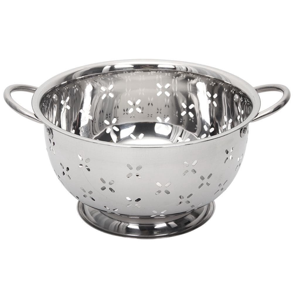 Lindy's Colander, 5 qt Capacity, Stainless Steel, Stainless Steel Handle