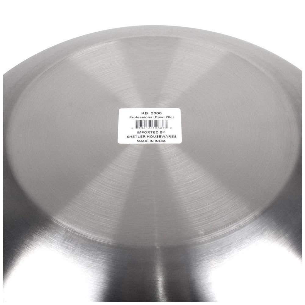 Lindy's Heavy-Duty Bowl, 20 qt Capacity, 16.69 in Dia, Stainless Steel, Multi-Color, Polished