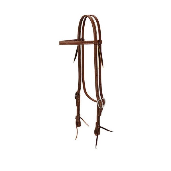 Weaver Leather ProTack Series Browband Headstall, Straight Brow, Leather/Stainless Steel, Russet Harness