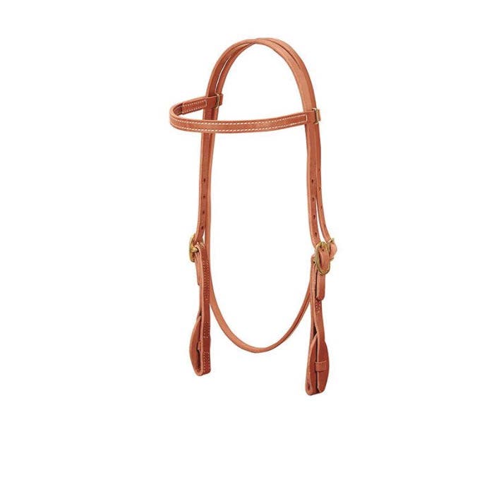 Weaver Leather ProTack Series Quick Change Headstall, Straight Brow, Brass/Leather, Oak Russet Harness