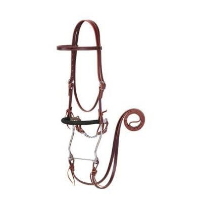 Weaver Leather Browband Hackamore Bridle, 7 ft L Rein, Leather/Metal/Rubber, Burgundy