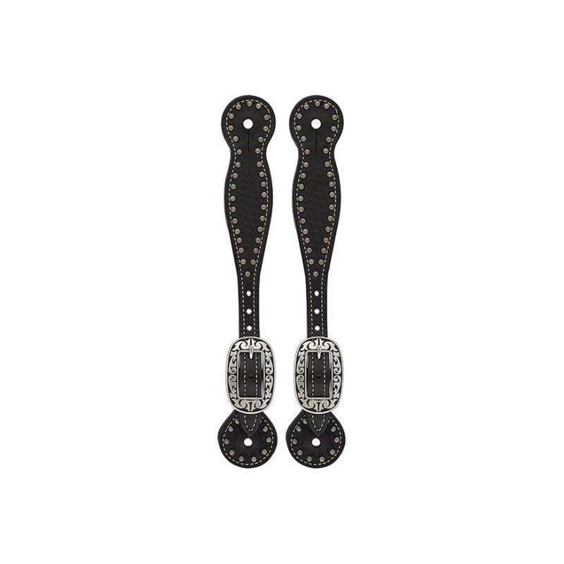 Weaver Leather Women's Spur Strap, One-Size, Basketweave, Bridle Leather/Stainless Steel, Black