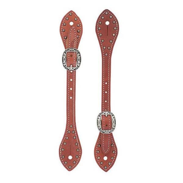 Weaver Leather Spur Strap, Men's, Flared Buttered Harness, Leather/Stainless Steel, Canyon Rose