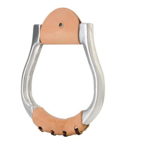 Weaver Leather Stirrup, 5-1/2 in W, Aluminum/Leather, Aluminum Gray