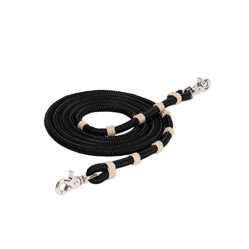 Weaver Leather Roper Rein, 8 ft L, 3/8 in W, Nylon, Black/Tan