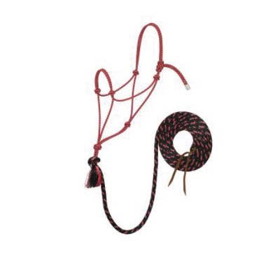 Weaver Leather Silvertip No. 95 Series 16-Strand Diamond Braid Halter, Polypropylene, Black/Gray/Red