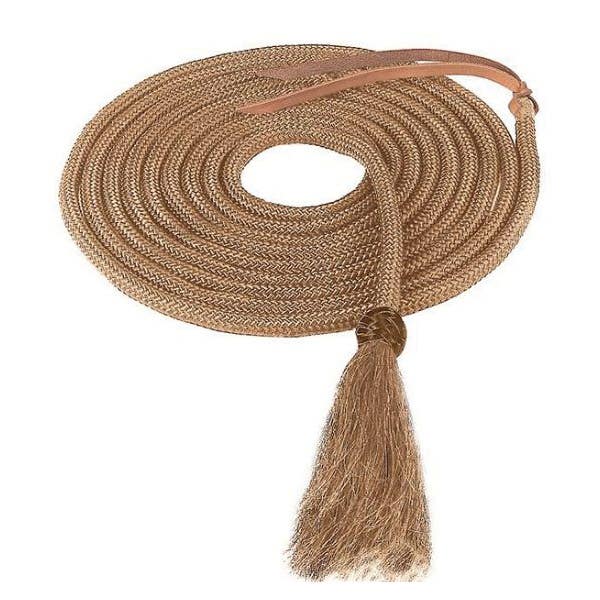 Weaver Leather Mecate with Horsehair Tassel, 23 ft L, 1/2 in W, Leather/Nylon, Tan
