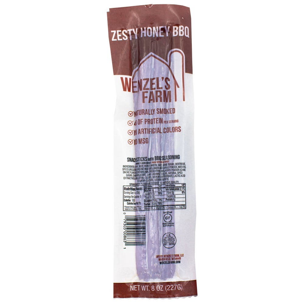 Wenzel's Farm Zesty Stick, BBQ Honey, 8 oz, Pack