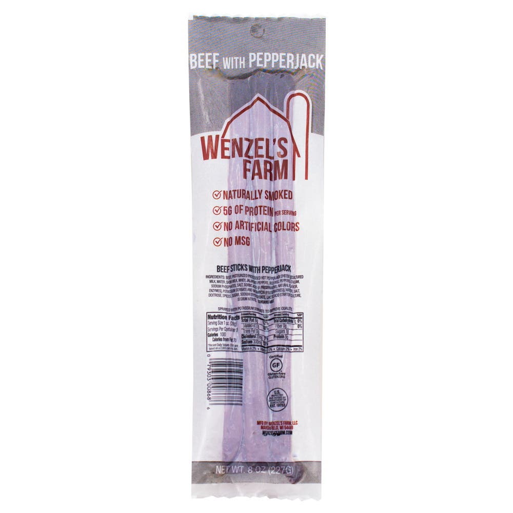 Wenzel's Farm Beef with Pepper Jack Stick, 8 oz, Pack