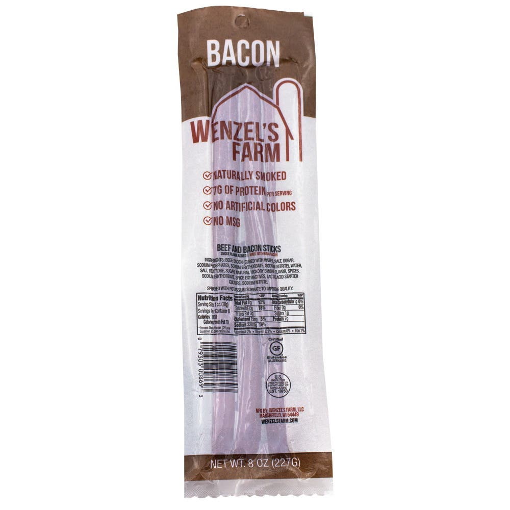 Wenzel's Farm Beef with Bacon Stick, 8 oz, Pack