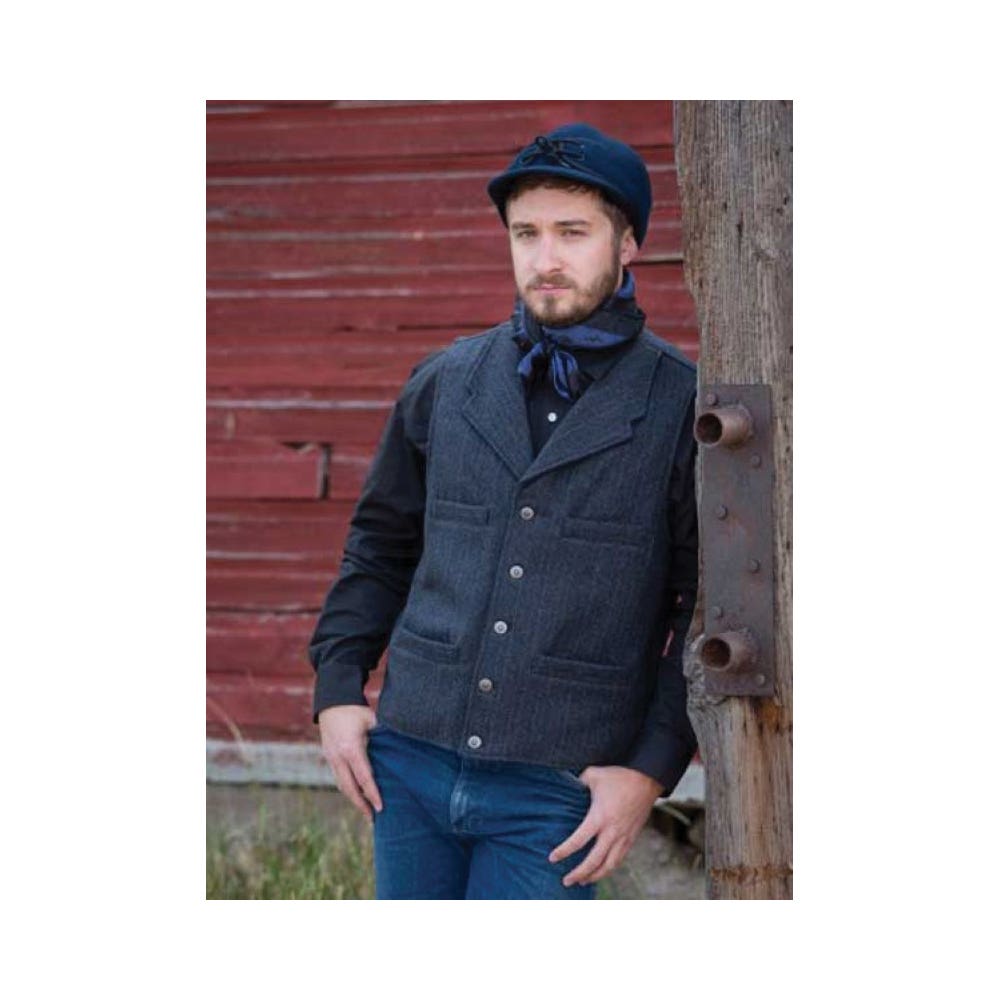 Wyoming Traders Banker Vest, M, Wool, Black, Lapel, Button