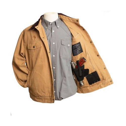 Wyoming Traders Chisum Concealed Carry Jacket, XL, Cotton Canvas, Tan, Button, Snap
