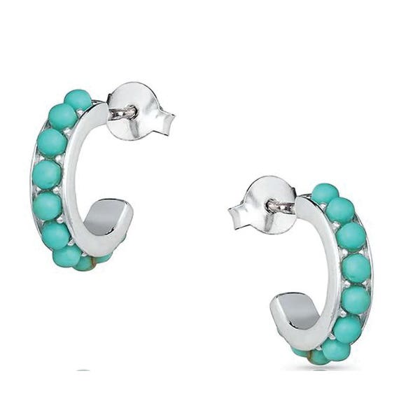 Montana Silversmiths Studded In Turquoise Mini Hoop Earrings
