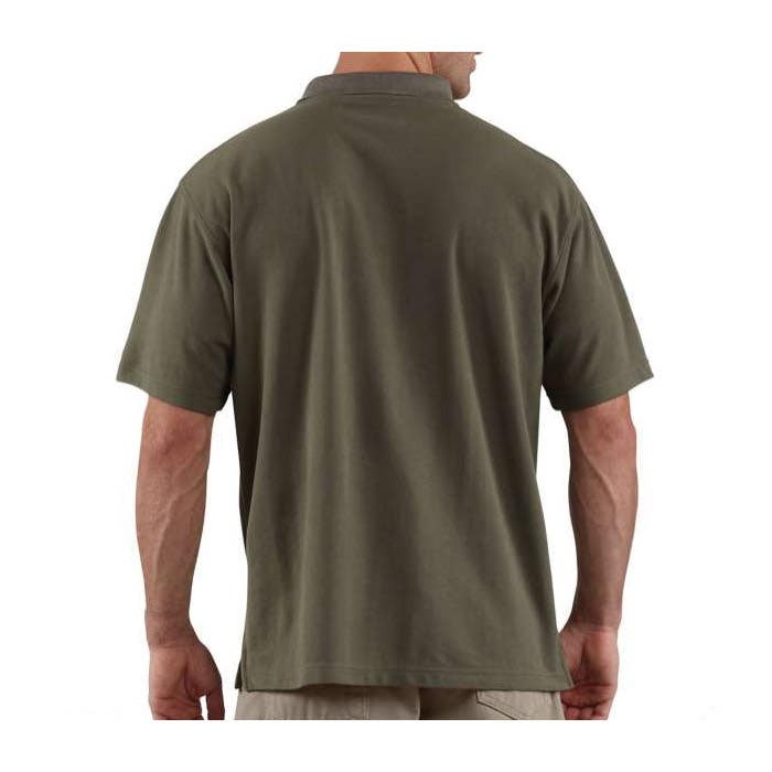 Carhartt T-Shirt, M, Cotton/Polyester, Heather Gray, Polo, Rib-Knit Collar, Short Sleeve, Loose Fit