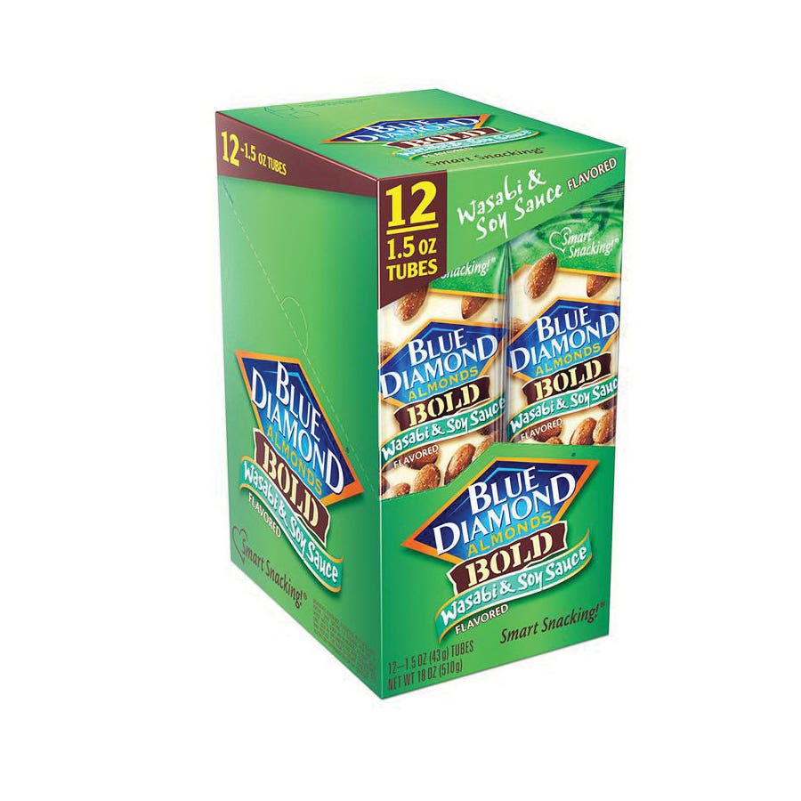 Blue Diamond BOLD Series Almonds, Soy Sauce, Wasabi Flavor, 1.5 oz Tube