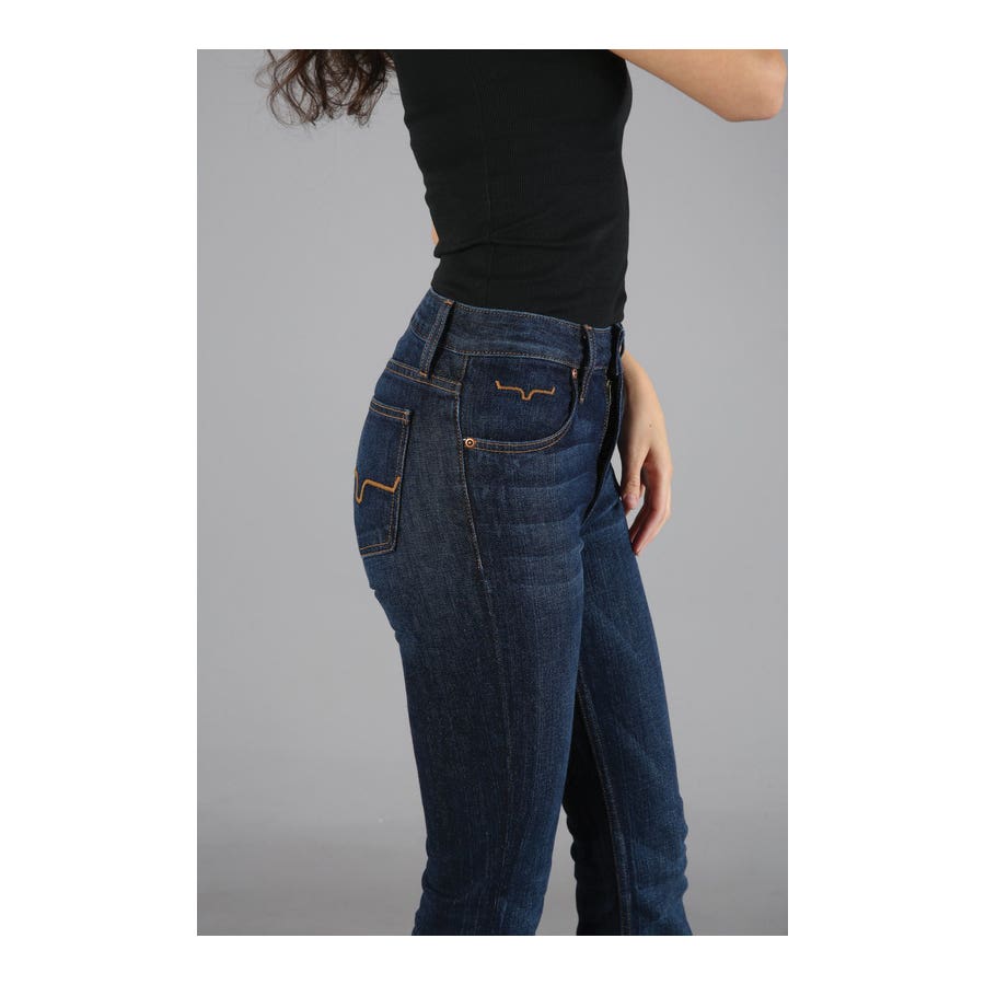 Kimes Ranch JENNIFER Jeans, 12, 33 in Waist, 34 in L Inseam, Indigo, Super Wide Flared Fit, Stretchable