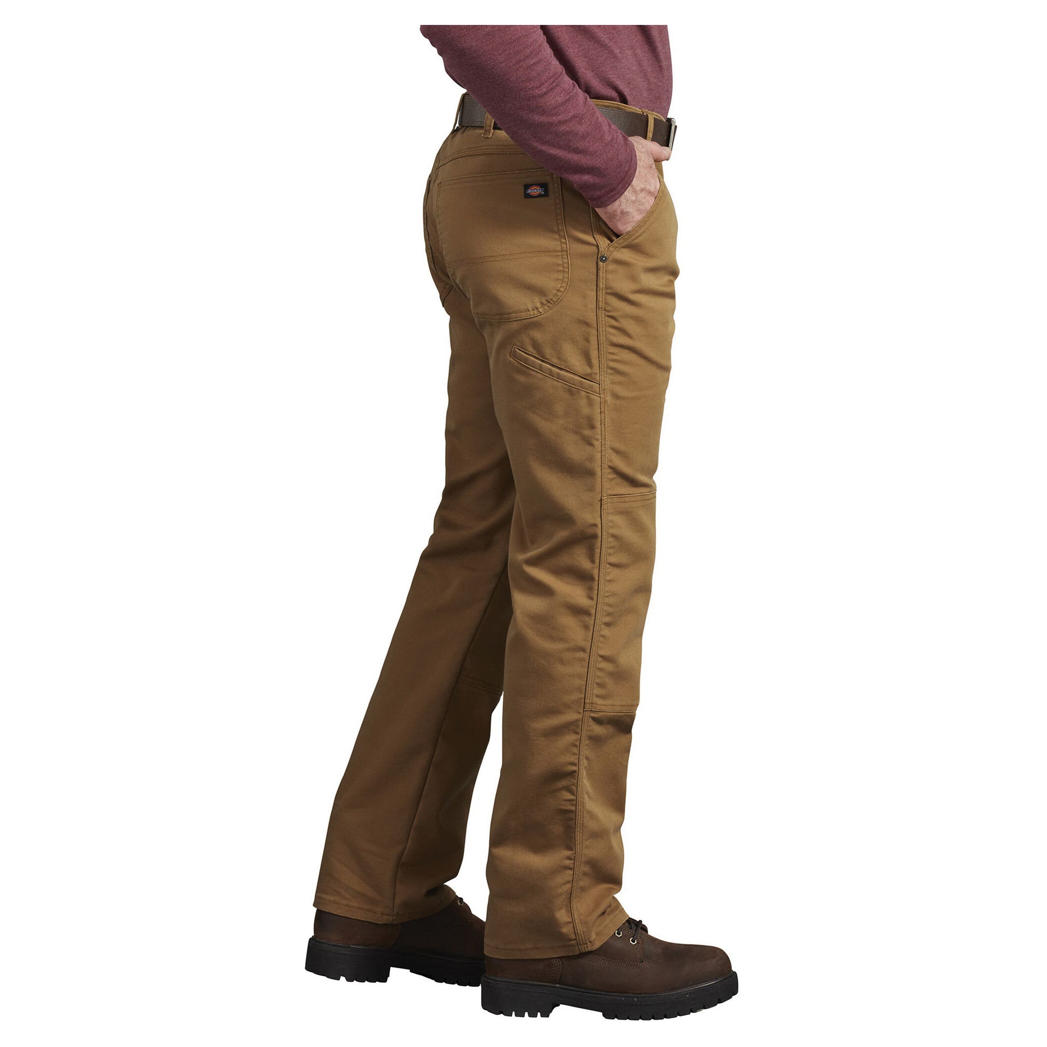 Dickies FLEX Series Double Knee Pants, 34 in Waist, 32 in L Inseam, Stonewashed Brown Duck