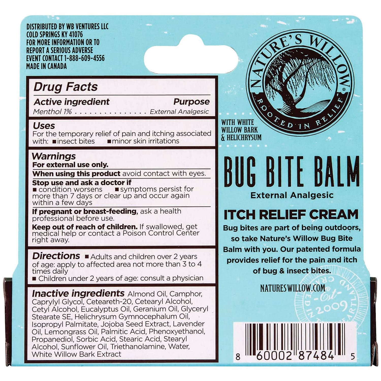 Nature's Willow Bug Bite Balm, 0.5 fl-oz, Cream