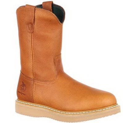 Georgia Boot Wedge Series Work Boots, W W, 9.5, Barracuda Gold, Leather, 11 in H