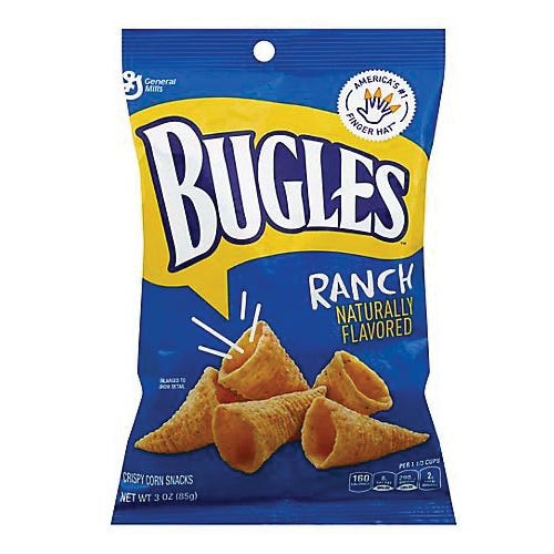 Bugles Crispy Corn Snack, Classic Ranch Flavor, 3 oz Bag