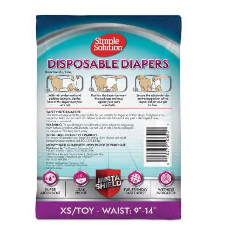 Simple Solution Disposable Dog Diapers, X-Small