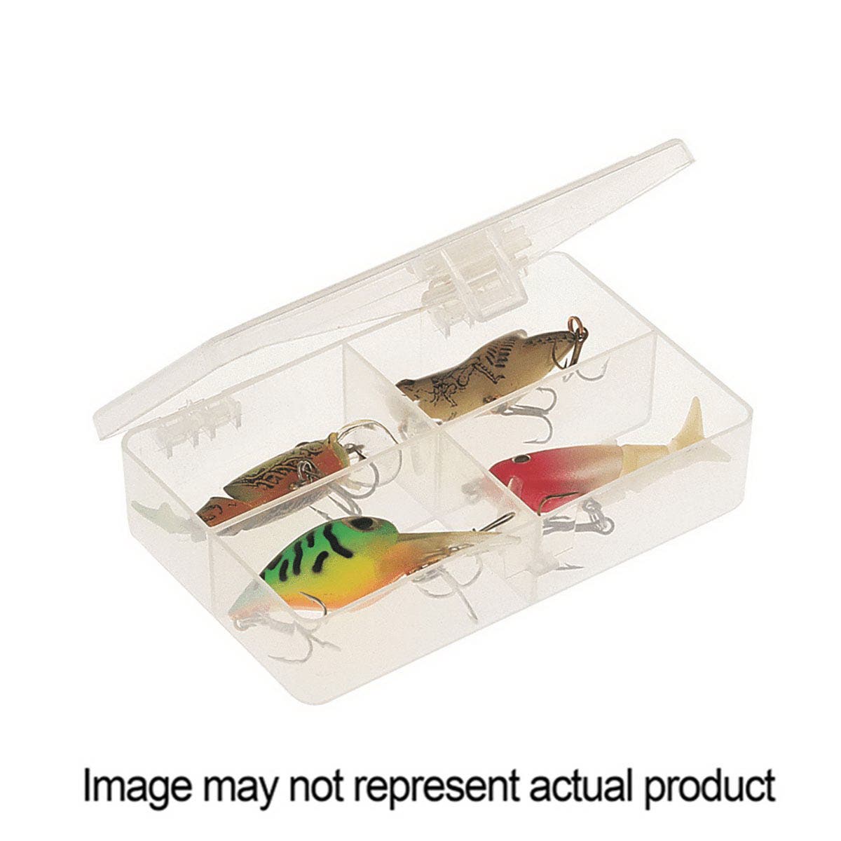 Plano STOWAWAY Series 344840 Small Tackle Organizer, 4.63 in W, 2.88 in D, 4-Compartment, Plastic, Clear
