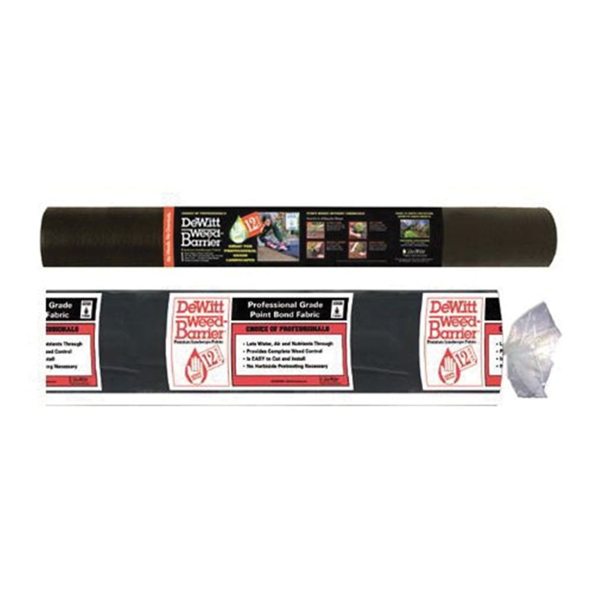 DeWitt Weed-Barrier Non-Woven Landscape Fabric, 300 ft L, 4 ft W, 18 mil Thick, Polypropylene, Black