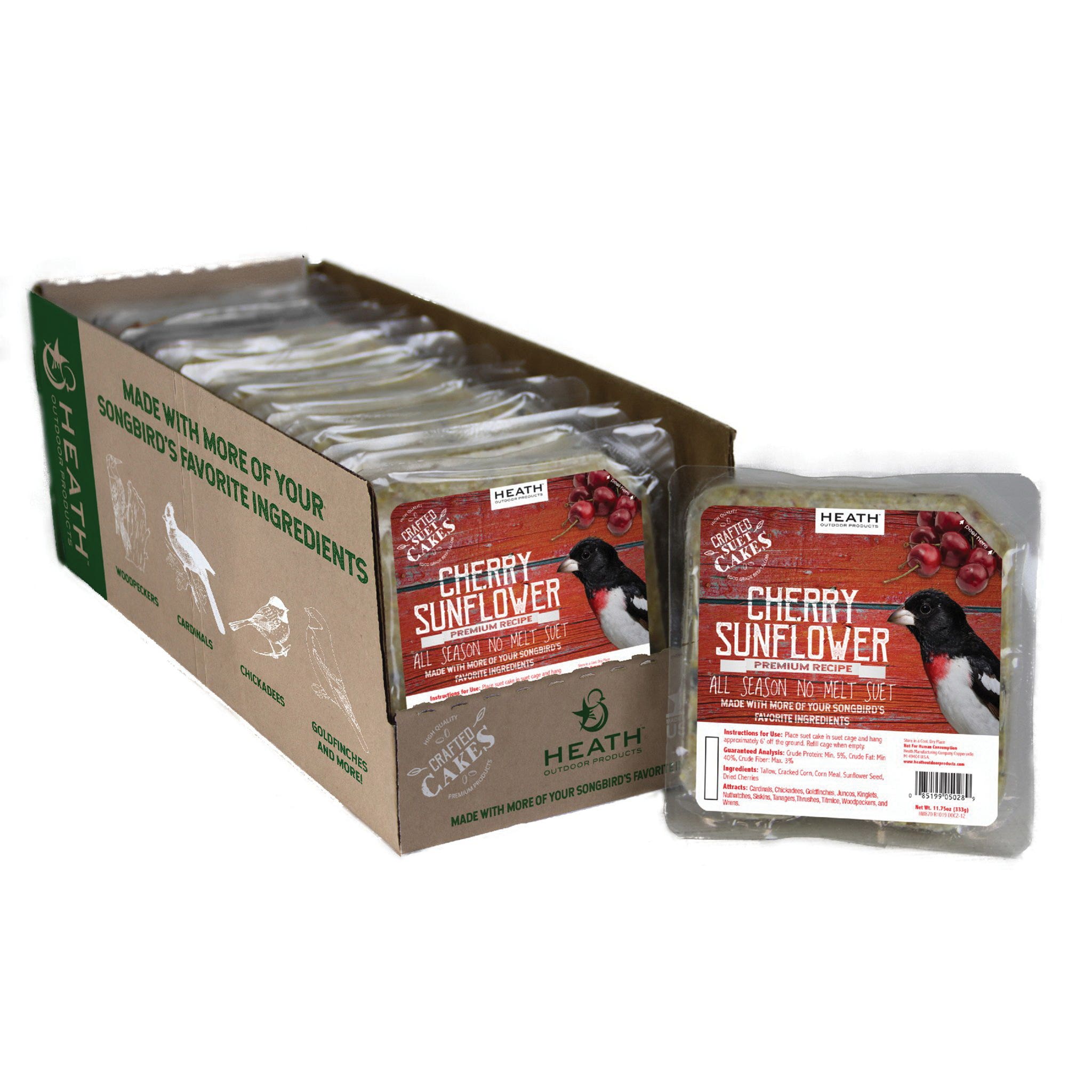 Heath Crafted Suet Cake, Cherry Sunflower, 11.75 oz