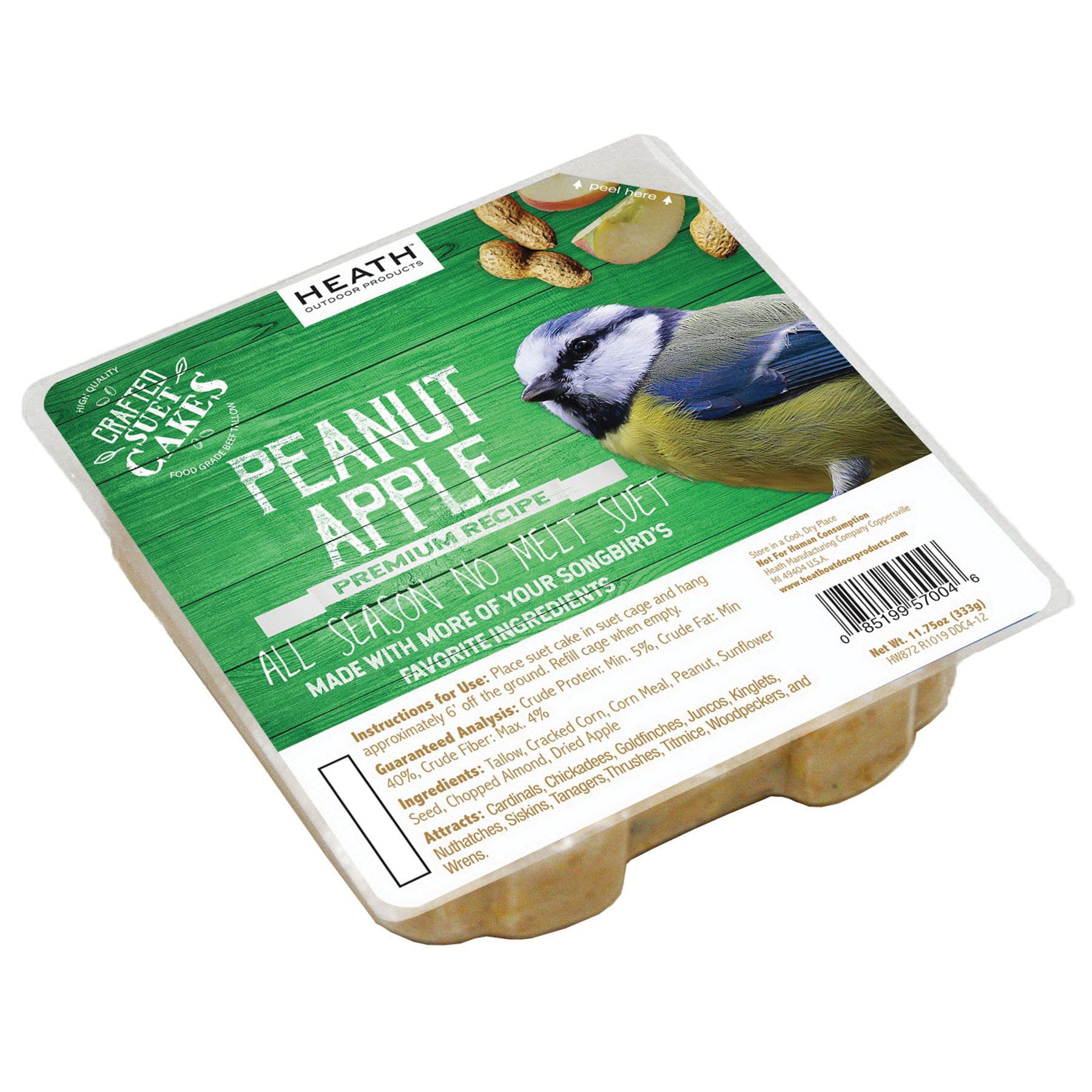 Heath Crafted Suet Cake, Peanut Apple, 11.75 oz