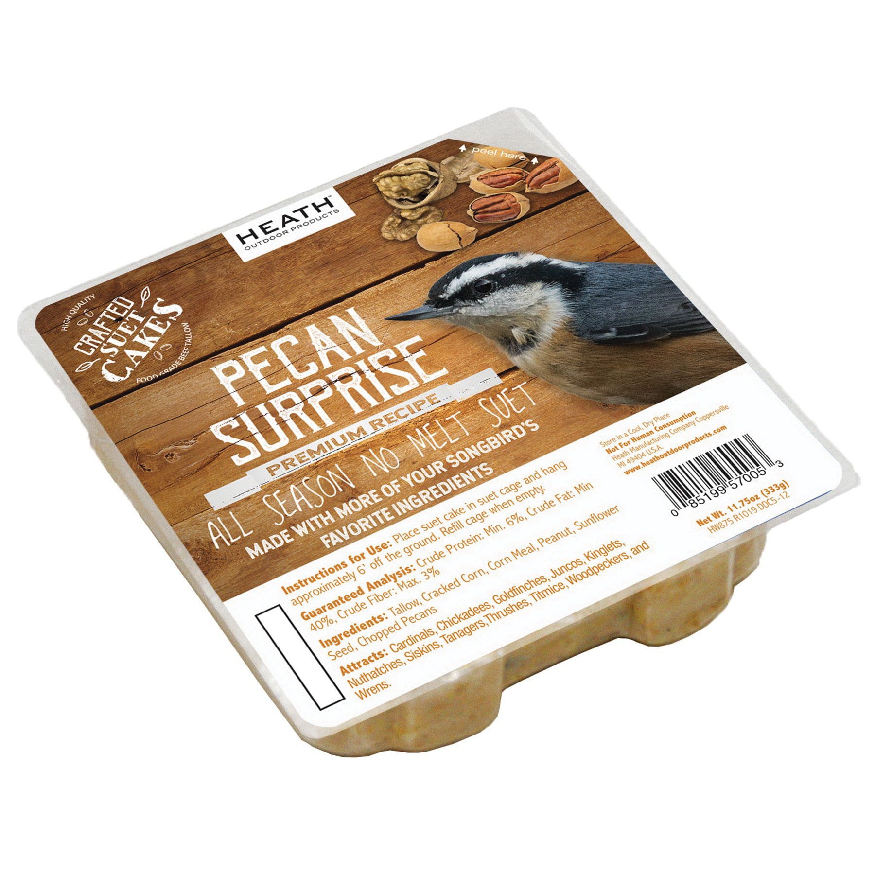 Heath Crafted Suet Cake, Pecan Sunrise, 11.75 oz