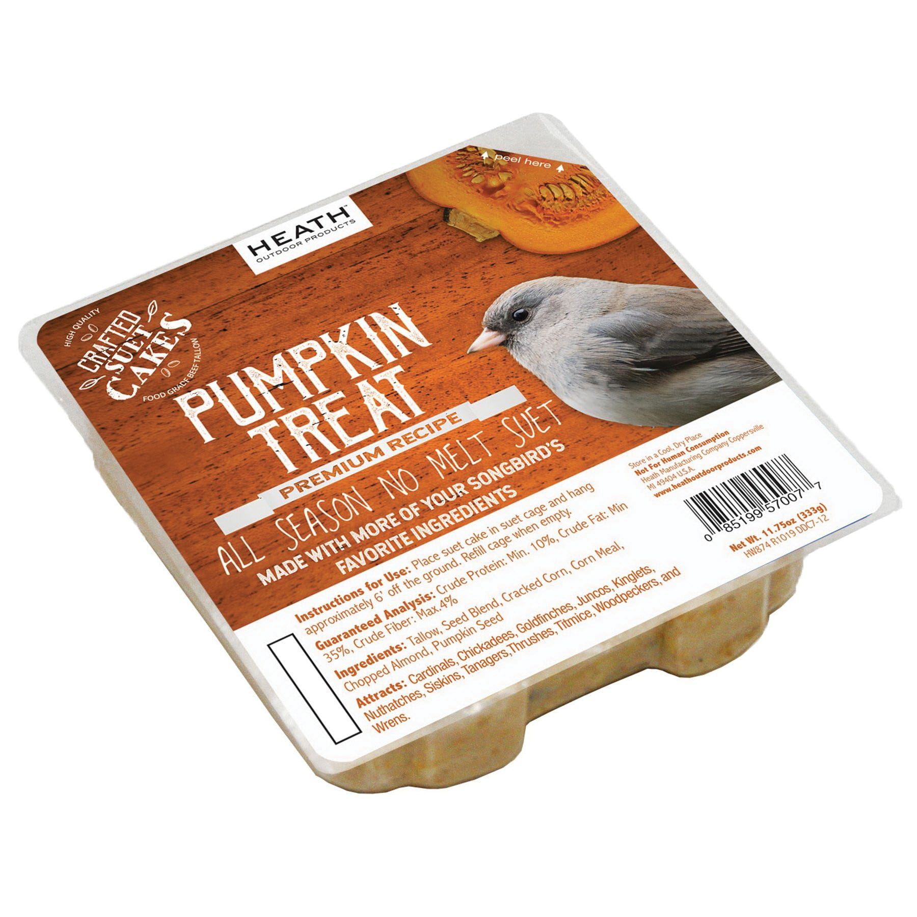 Heath Crafted Suet Cake, Pumpkin, 11.75 oz