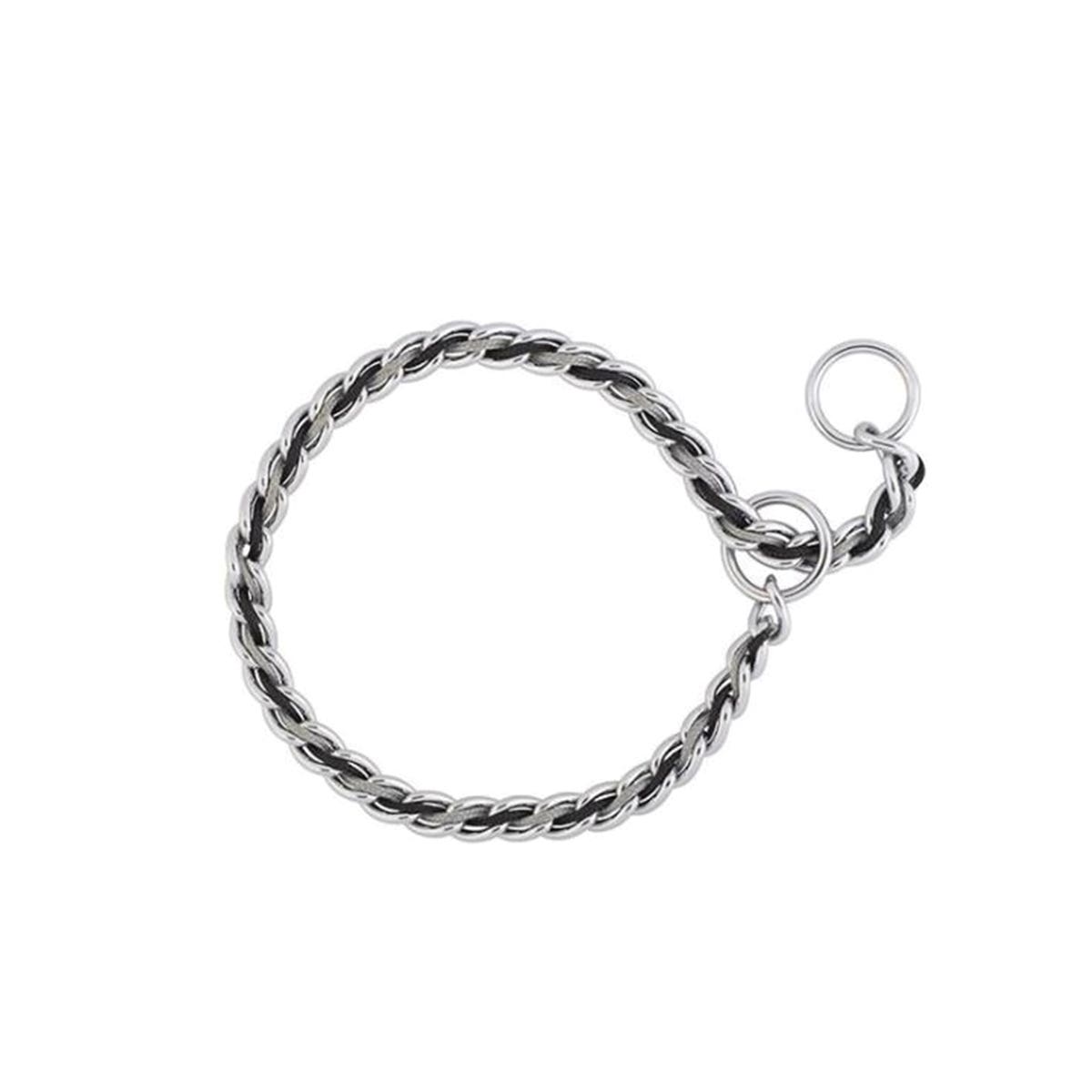 Terrain Dog Laced Chain Slip Collar, 22 in Neck, 3.9 mm Chain, 24 in L Chain, Polyester, Black/Gray
