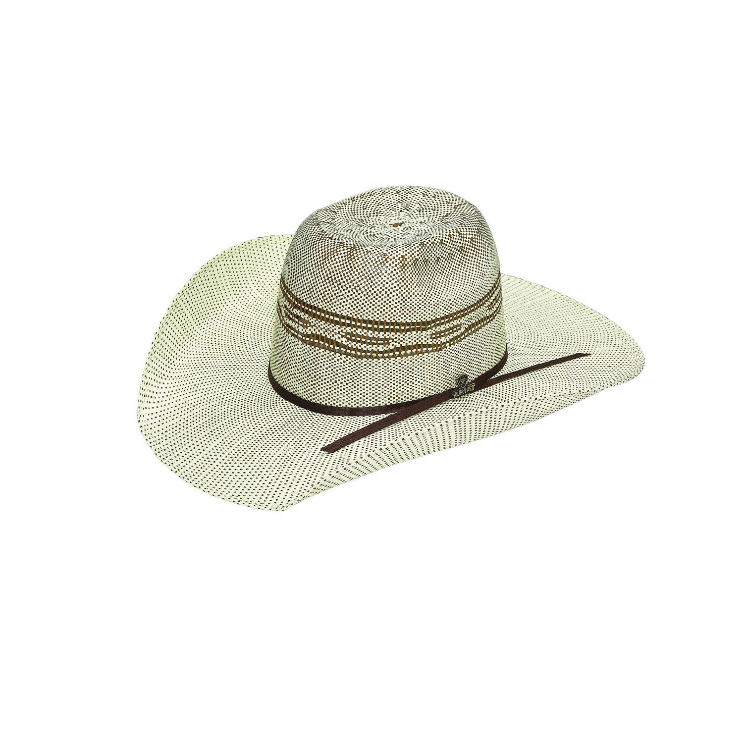 Ariat Punchy Series Hat, 2-Cord Band, 6-3/4 in, Bangora Straw, brown/Ivory