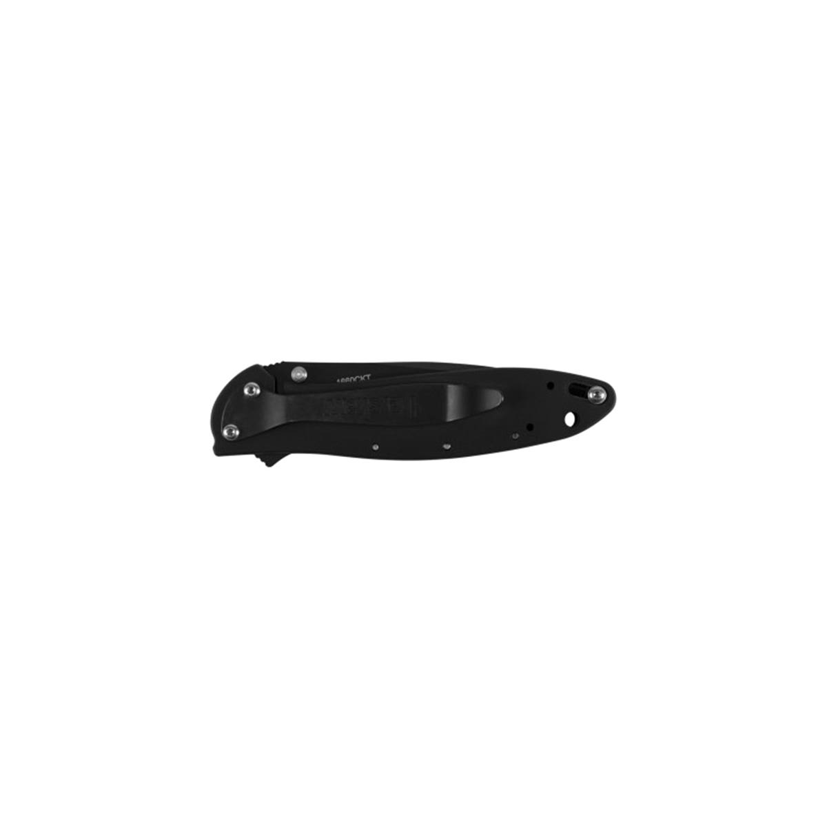 Kershaw Leek Series Pocket Knife, Drop Point, Plain Blade, Cerakote Blade, 7 in OAL, 3 in L Blade, Black Handle