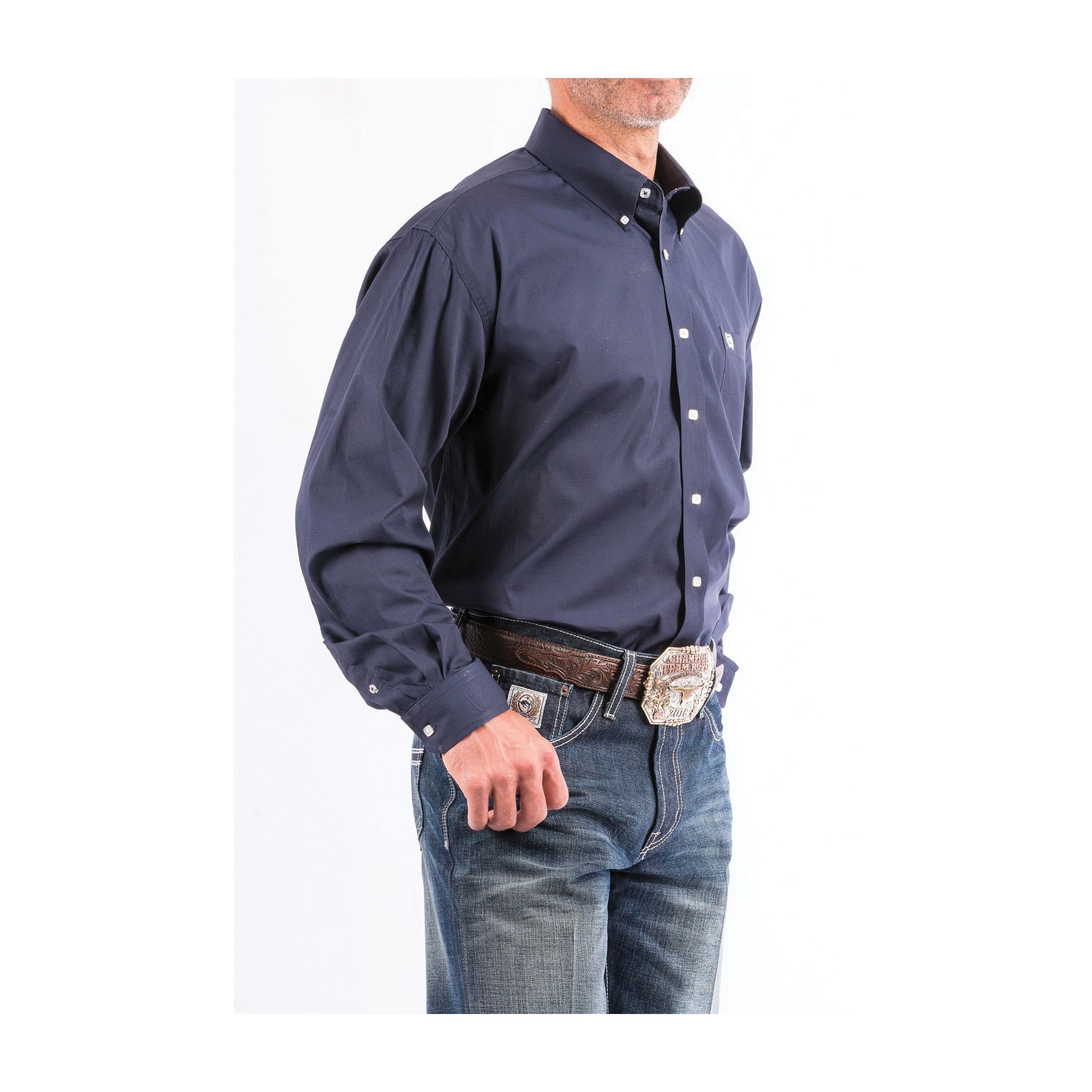 Cinch Shirt, M, Navy, Solid, Long Sleeve, Classic, Regular, Button-Down