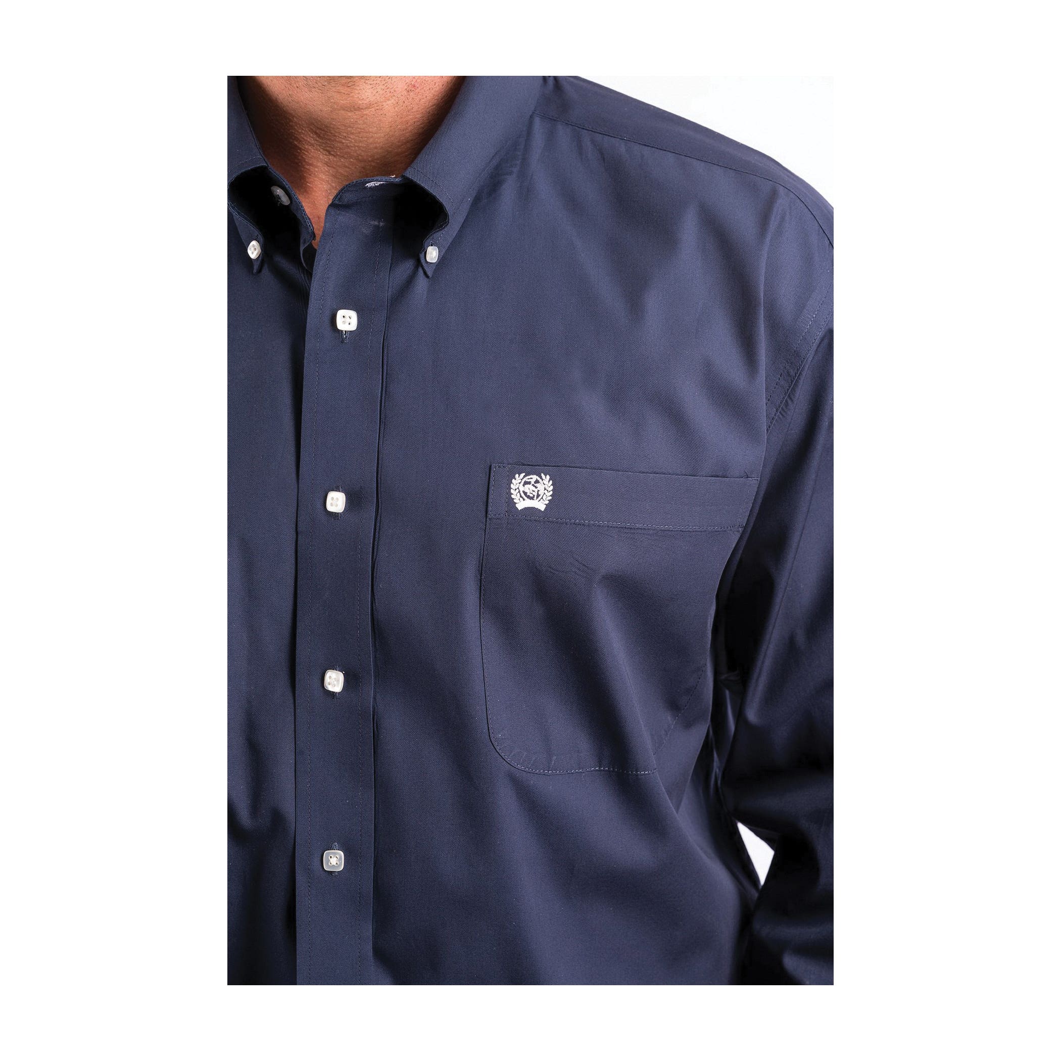 Cinch Shirt, M, Navy, Solid, Long Sleeve, Classic, Regular, Button-Down