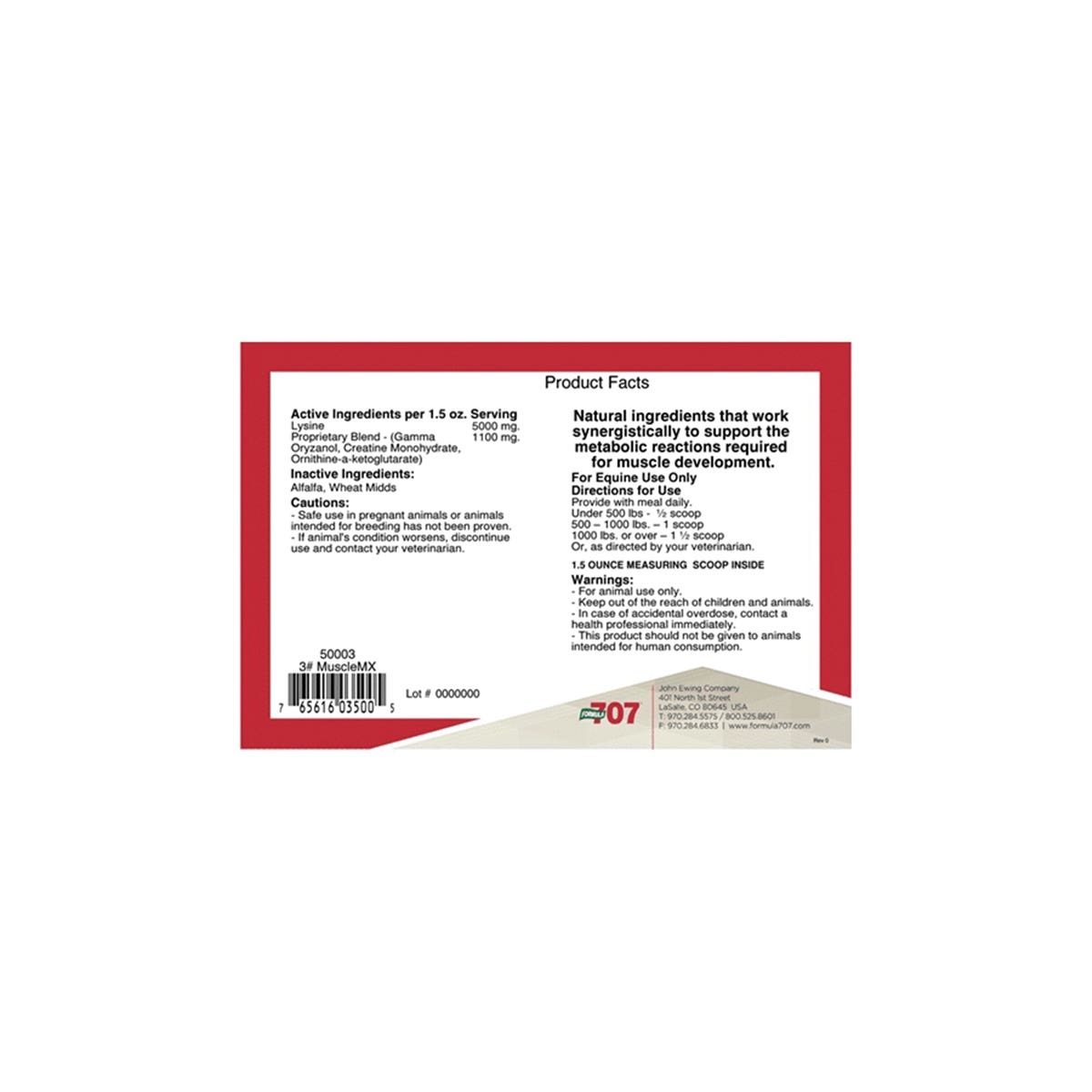 Formula 707 Musclemx Supplement Pellet 3 lb Bucket