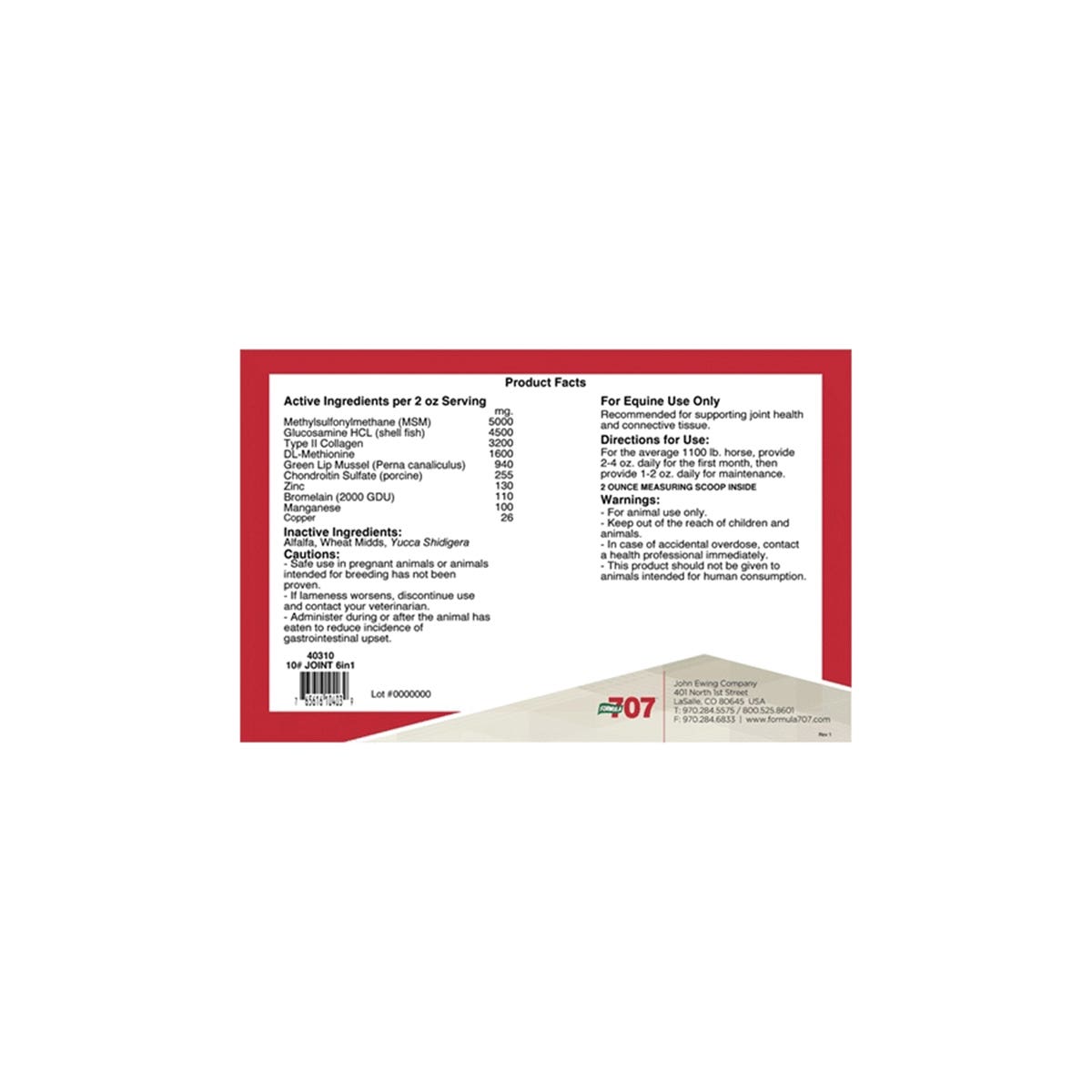 Formula 707 Joint 6-in-1 Supplement Pellet 10 lb Bucket