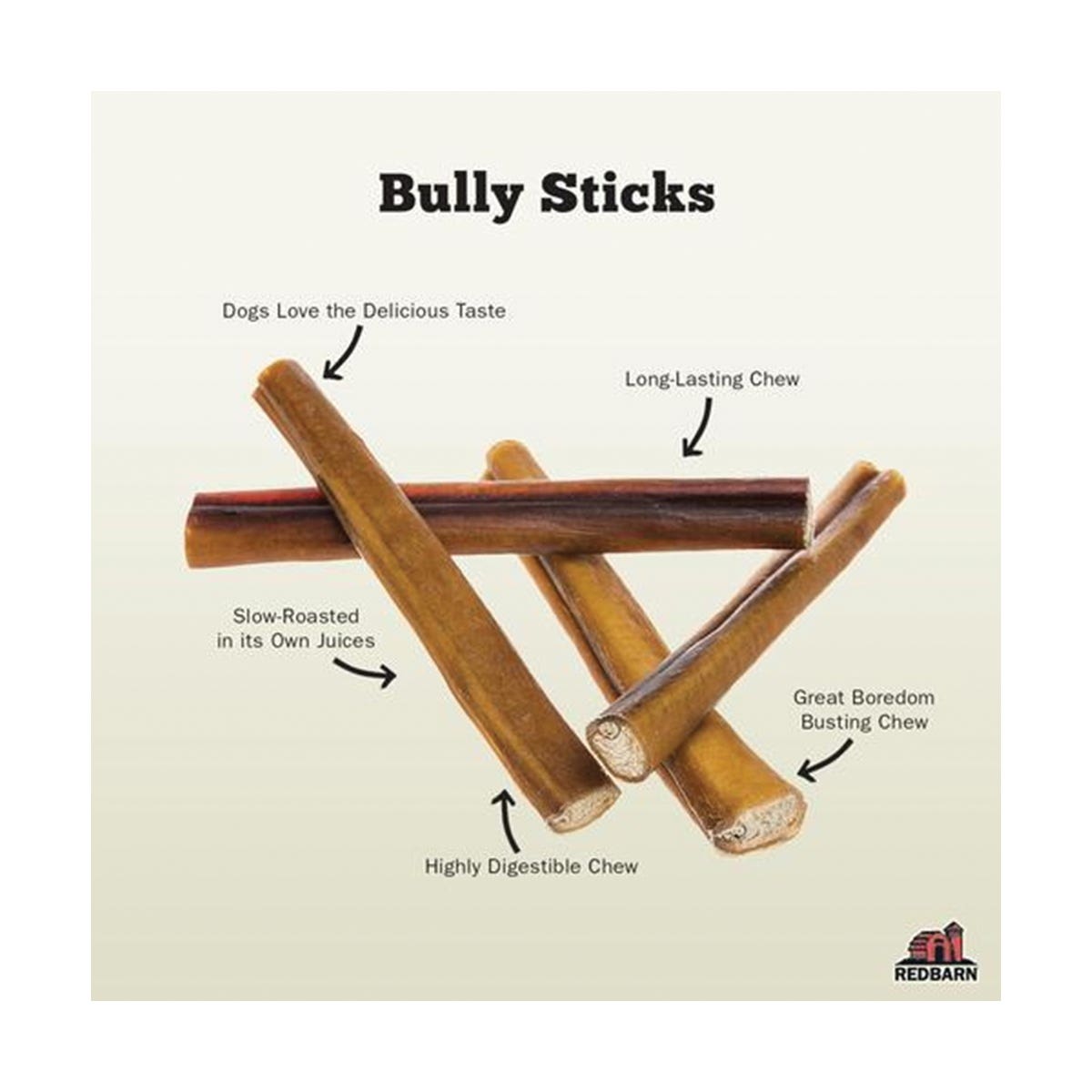 Redbarn Bully Stick Chew, 3 to 4 in, Beef Flavor