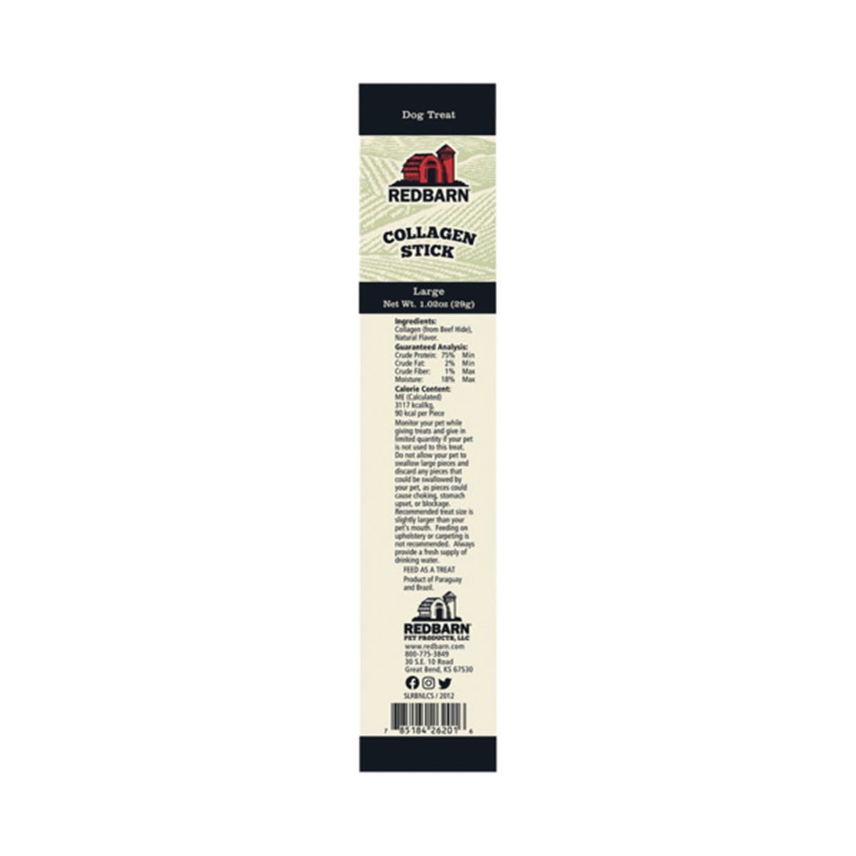 Redbarn Collagen Stick Chew, L, Beef Flavor, 1.02 oz