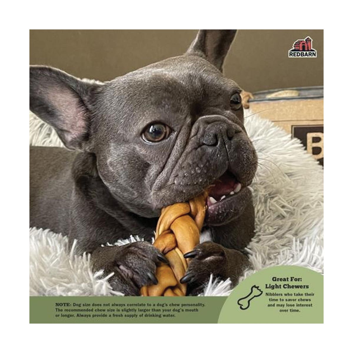 Redbarn Puffed Braid Dog Treat Chew, L, Beef Flavor, 1.52 oz