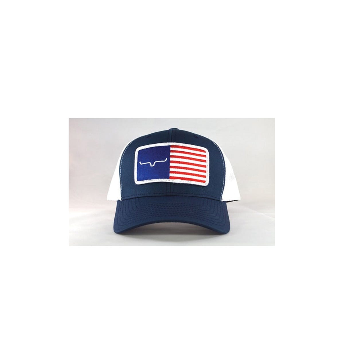 Kimes Ranch American Series Cap, Embroidered Patch Logo, One-Size, Cotton/Nylon/Polyester, Navy/White