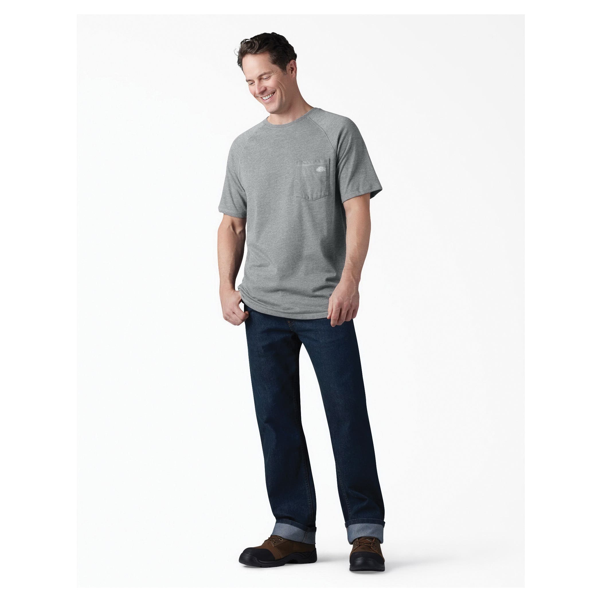Dickies Men's Temp-iQ Series Cooling Short Sleeve Pocket T-Shirt, Heather Gray, M