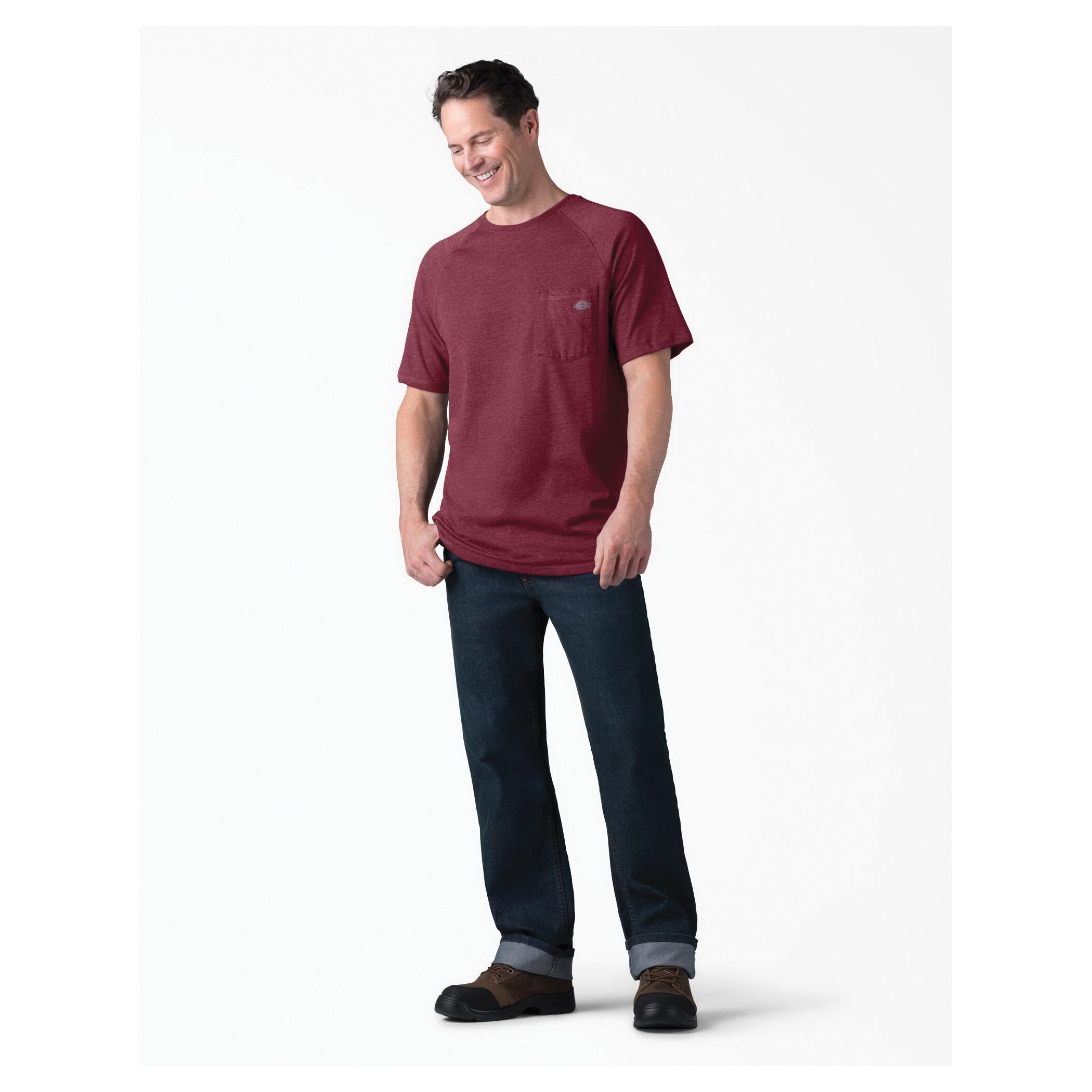Dickies Men's Temp-iQ Series Cooling Short Sleeve Pocket T-Shirt, Burgundy, M