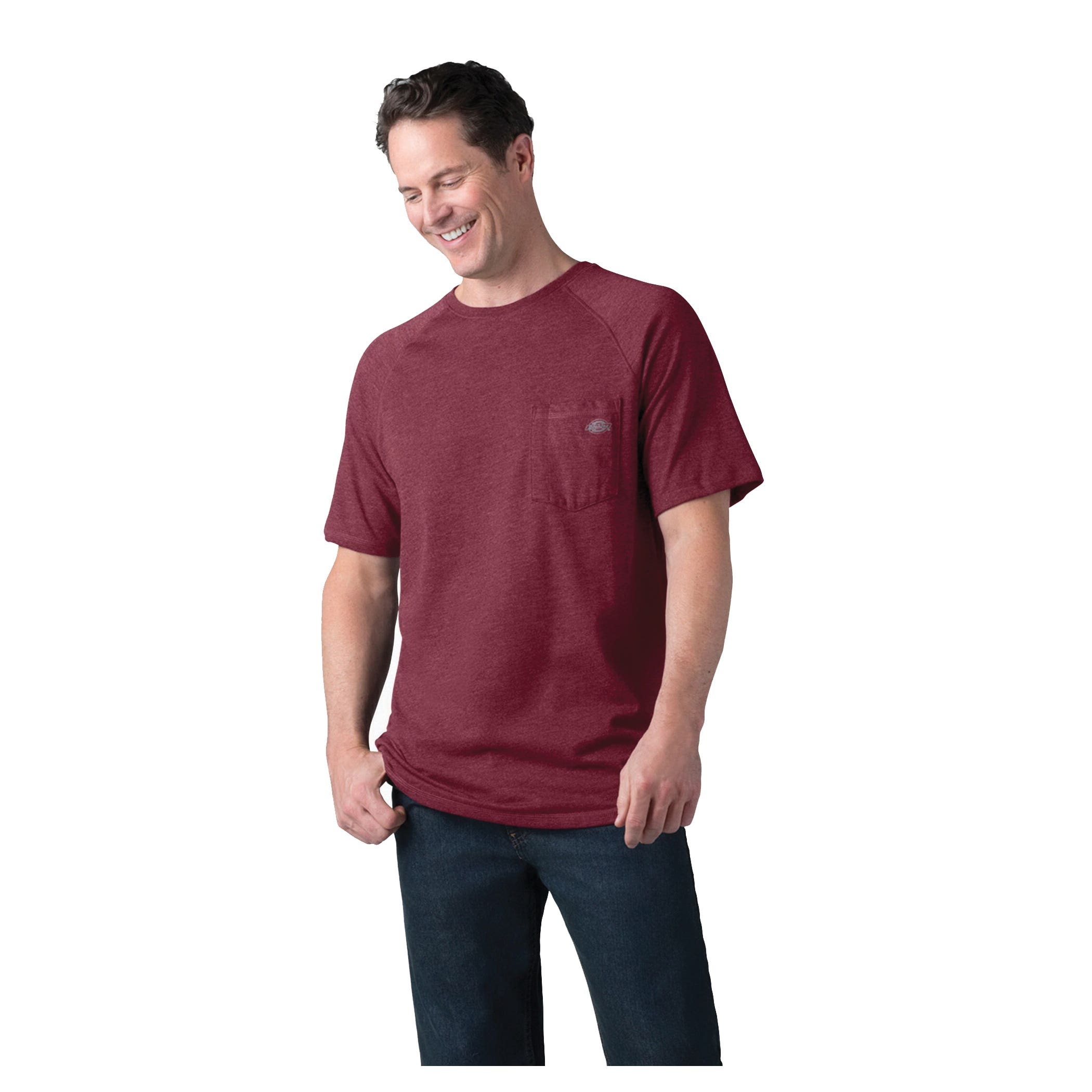 Dickies Men's Temp-iQ Series Cooling Short Sleeve Pocket T-Shirt, Burgundy, M